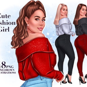 Curvy Women Clipart, Fashion Girl Clipart, Glam girl clipart, Beauty clipart