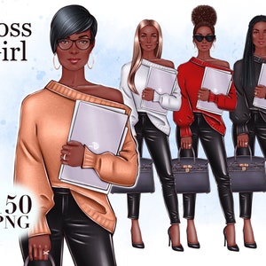 African American Girl boss clipart, Fashion Girl clipart, Street Fashion Girl, Fashion Illustration, Lady Boss Clip Art