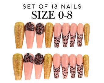 Leopard Pumpkin Press-On Nails, Wild Extra Long Ballerina Nail Set