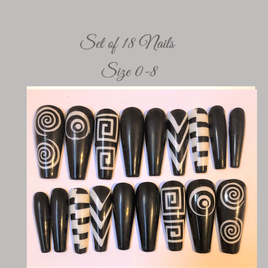 Airbrushed Optical Illusion Press on Nail Set Size 08 Etsy