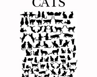 Assorted Cat Silhouette Nail Stickers, DIY Manicure Decals