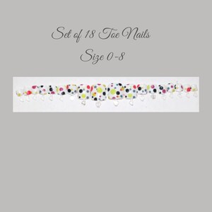 Colourful Polka Dots Press-On Toe Nail Set - (Size 0-8)