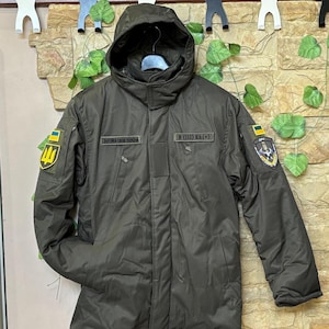 Military pea coat CORDON Ukrainian Army in olive camouflage, Winter combat jacket with hood, Tactical jacket, Ukrainian uniform