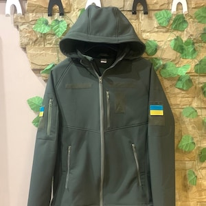 Ukrainian tactical SoftShell jacket, Military jacket Ukrainian Armed Forces color olive, Combat jacket Ukrainian uniform