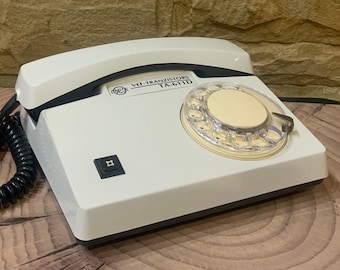 Rare Antique White Rotary Dial Telephone VEF Latvia 1990s