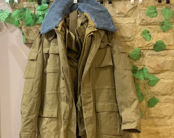 Vintage winter suit peacoat & pants, Afghan jacket and pants set with winter lining, Combat pea jacket and pants