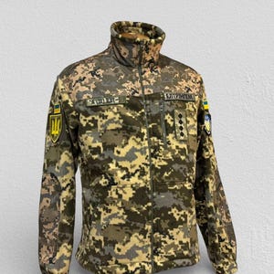 Tactical Military Fleece Jacket, Ukrainian Pixel MM-14 Camo