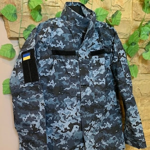 Ukrainian Navy combat suit, Jacket and pants uniform of the Naval Forces of Ukraine, Ukrainian camouflage Pixe mm-16F/ blue mm14