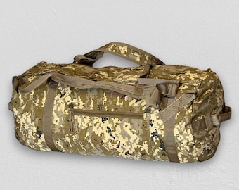 Bolsa de lona ucraniana MM-14 Pixel Camo de 80 litros, equipo táctico auténtico y resistente.