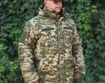 ミリタリー迷彩ピーコート CORDON ウクライナ軍 Pixel mm-14、フード