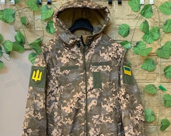 Ukrainian tactical SoftShell jacket, Military camouflage jacket Ukrainian Armed Forces color Pixel mm-14, Combat jacket Ukrainian uniform
