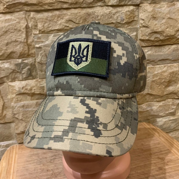 Ukrainian tactical cap camouflage color , Military camo pixel mm-14 hat Ukrainian Army, Statutory cap ZSU Ukraine flag patch