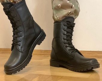 Ukrainian leather boots, Special forces army boots, Military combat leather boots