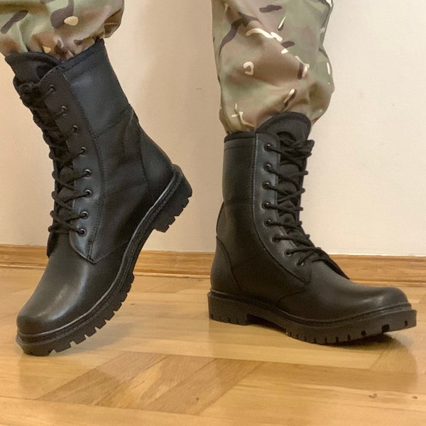 Ukrainian leather boots, Special forces army boots, Military combat leather boots