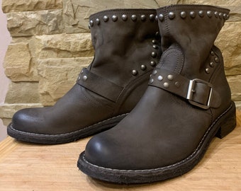 Botines italianos de piel para mujer, color marrón, talla EU 38 / US 7.5
