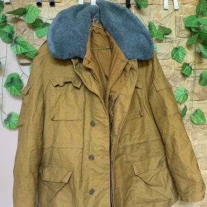Military winter pea jacket with hidden holster, Afghan jacket with removable lining, Combat pea jacket  of the USSR