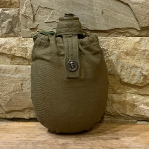 Old Military Water Flask, Original Army Flask, Belt Case Aluminum Flask, Military Water Bottle, Accessory Soldier