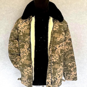 Winter flight jacket with fur collar fur lining, Combat jacket Ukrainian army, Ukrainian uniform camouflage Pixel mm-14