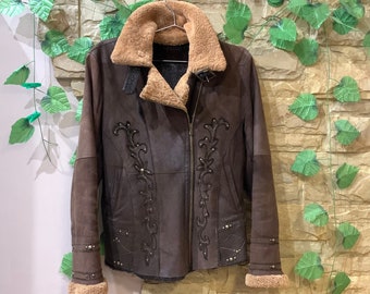 Black Shearling Coat Vintage 70s 