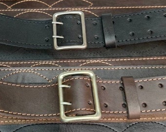 Cinturón de oficial de cuero vintage, cinturón militar negro marrón "Portupeya", Cinturón de las Fuerzas Armadas
