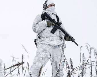 Camouflage suit winter with balaclava, camouflage coat white Multicam Alpine, Ukrainian army camouflage winter suit