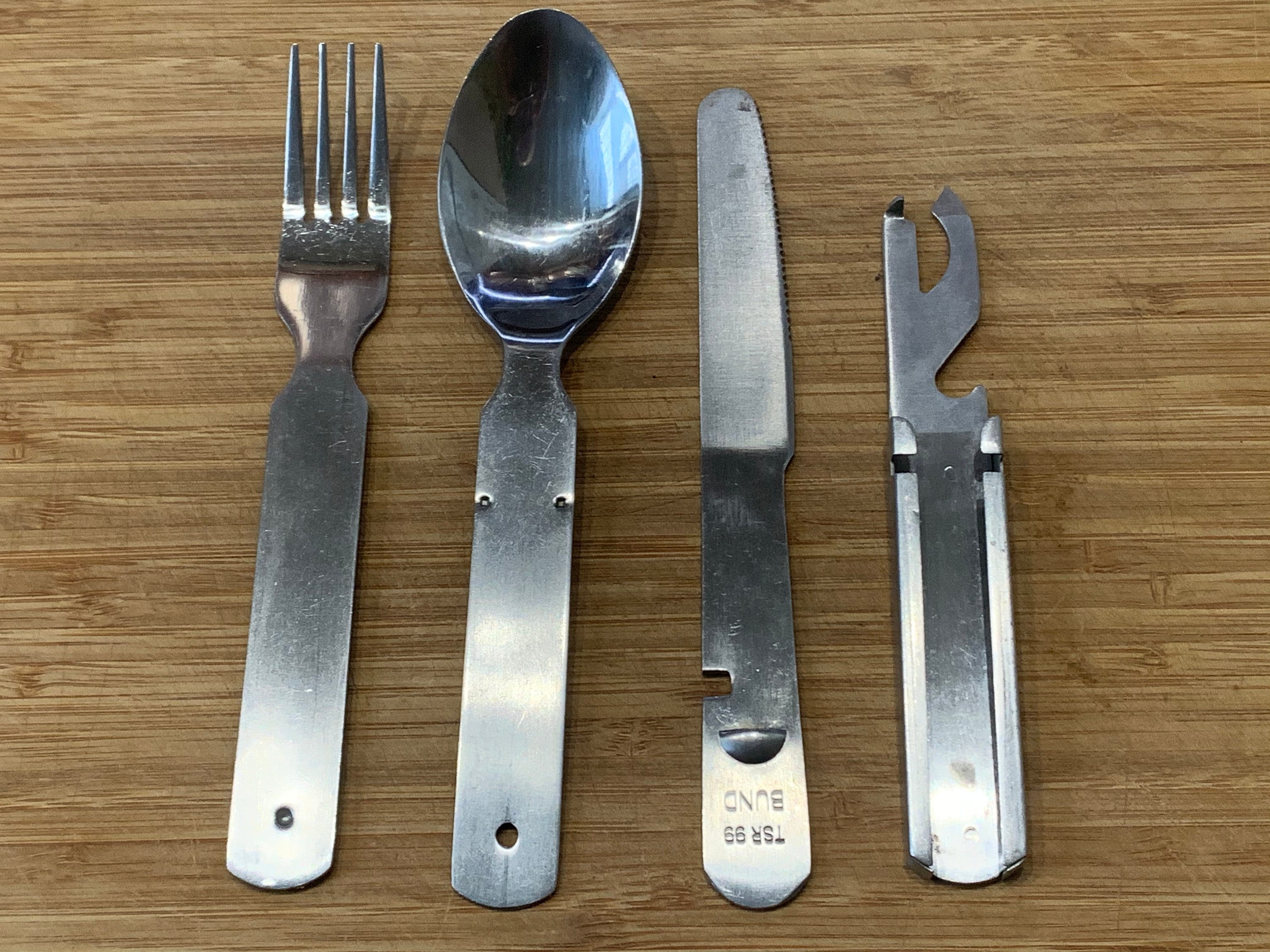 Vintage Bundeswehr Cutlery Set 4 Pieces, Bundeswehr Military