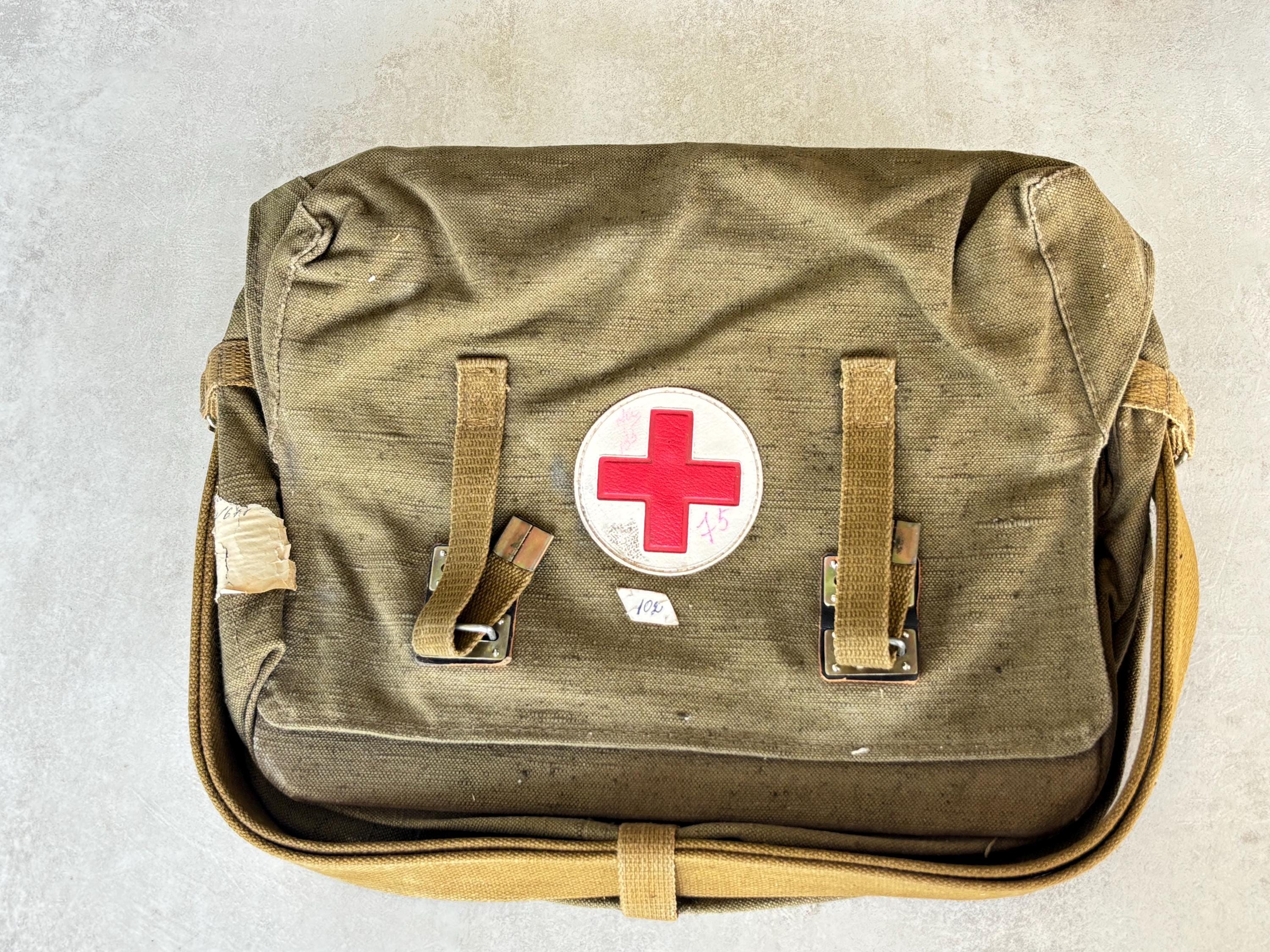 Vintage USSR Army Medic Bag 1980s First Aid Field Canvas Shoulder