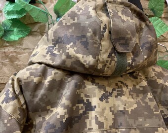 ミリタリーカモフラージュピーコート Pixel mm-14、フード付き冬