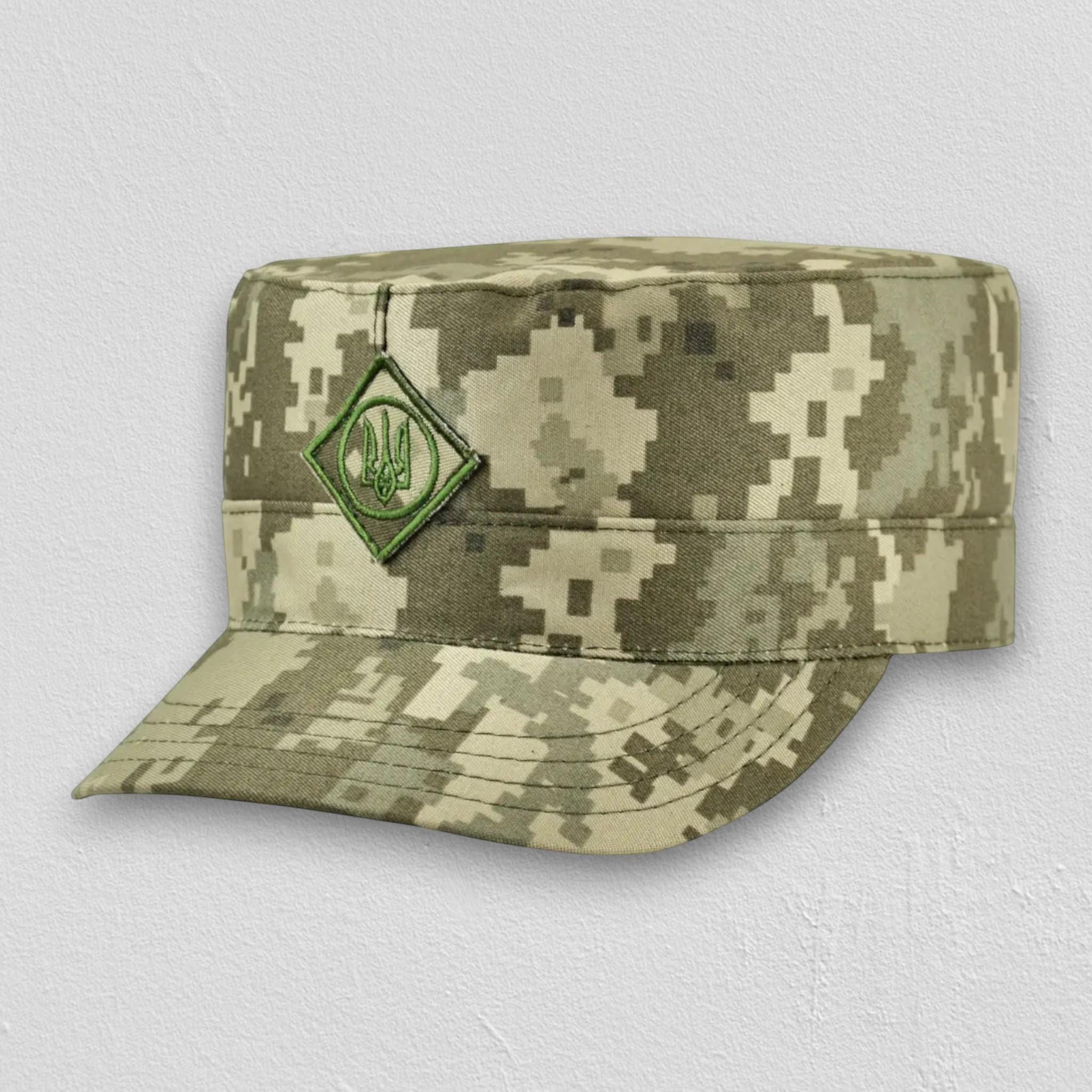Ukrainian Army MM14 Pixel Camouflage Cap With Embroidered Emblem