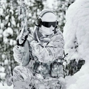 Camouflage suit winter with balaclava, camouflage coat white Multicam Alpine, Ukrainian army camouflage winter suit image 2