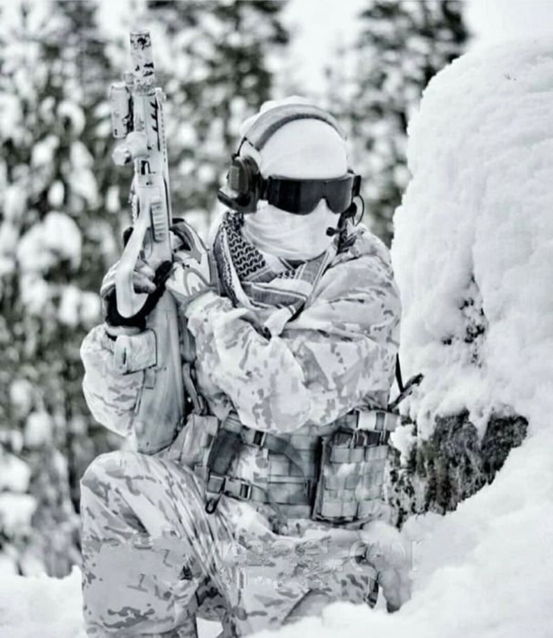 Camouflage suit winter with balaclava, camouflage coat white Multicam Alpine, Ukrainian army camouflage winter suit image 2