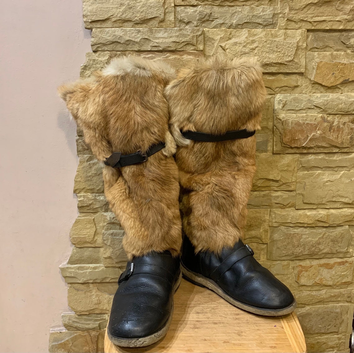 Soviet high fur boots Military flying high fur boots Winter | Etsy