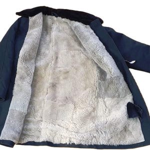 Winter extreme warm coat, Sheepskin coat fur collar, Arctic coat natural fur