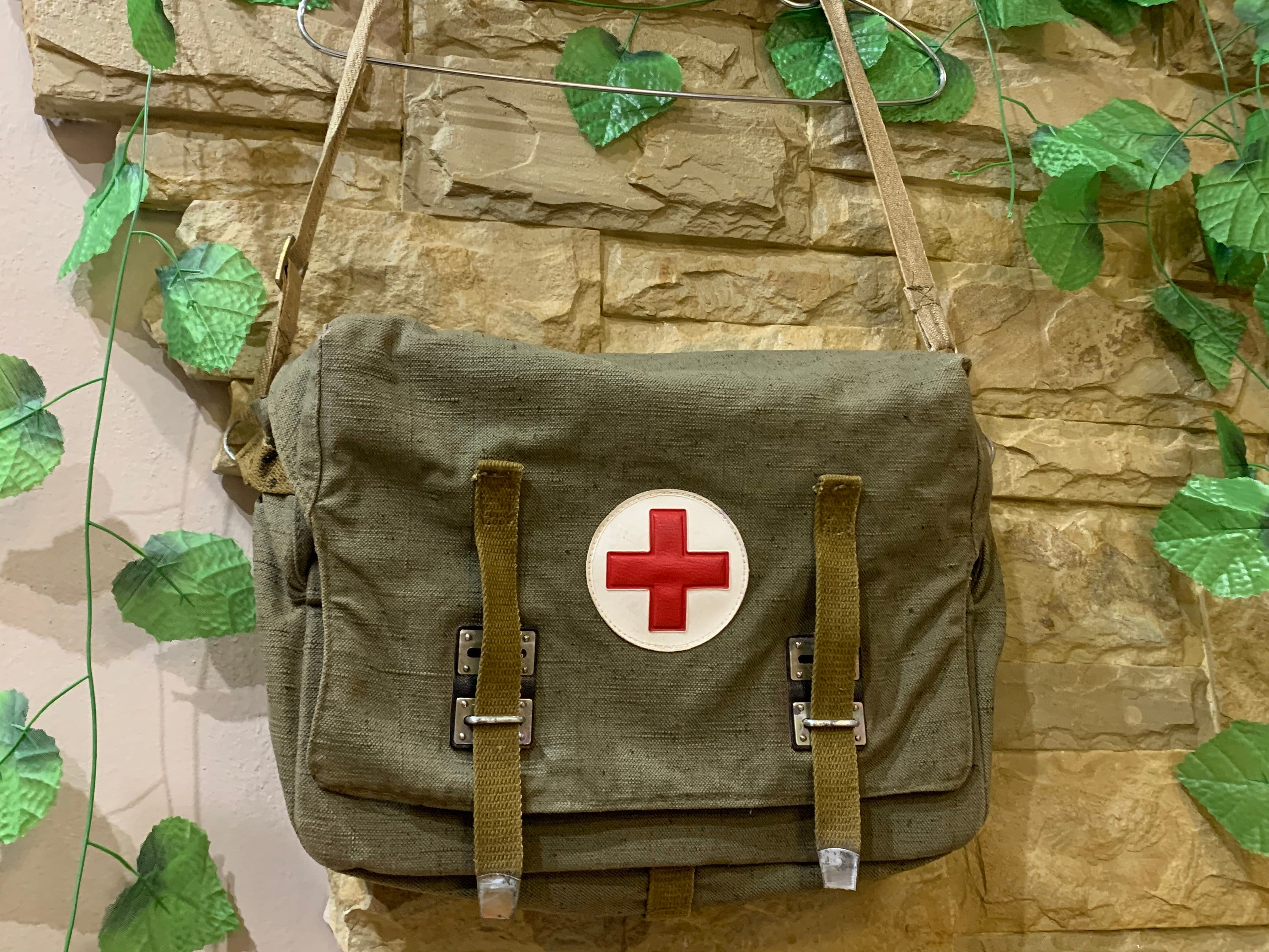 Vintage USSR Army Medic Bag 1980s First Aid Field Canvas Shoulder