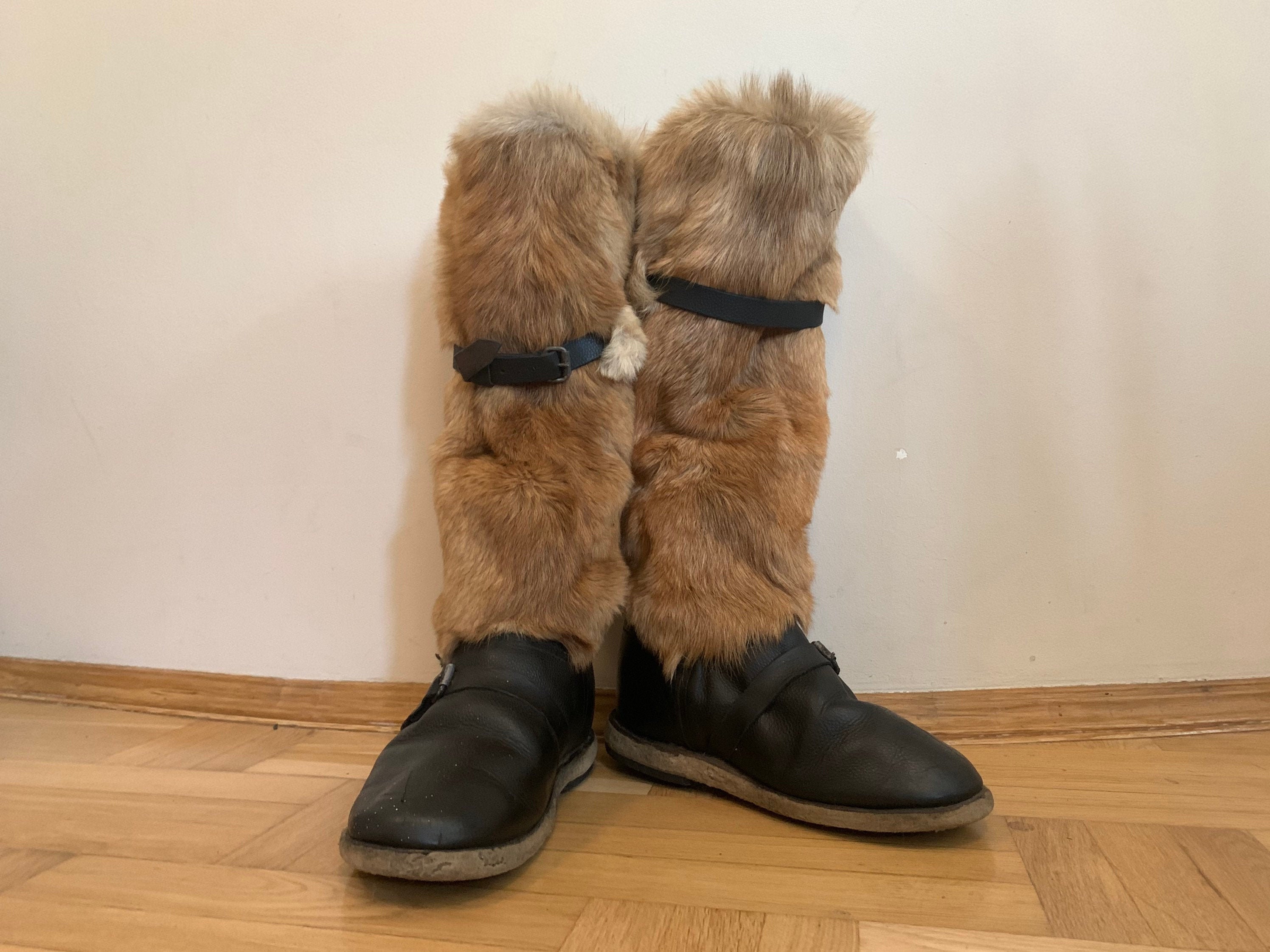 Soviet high fur boots Military flying high fur boots Winter | Etsy