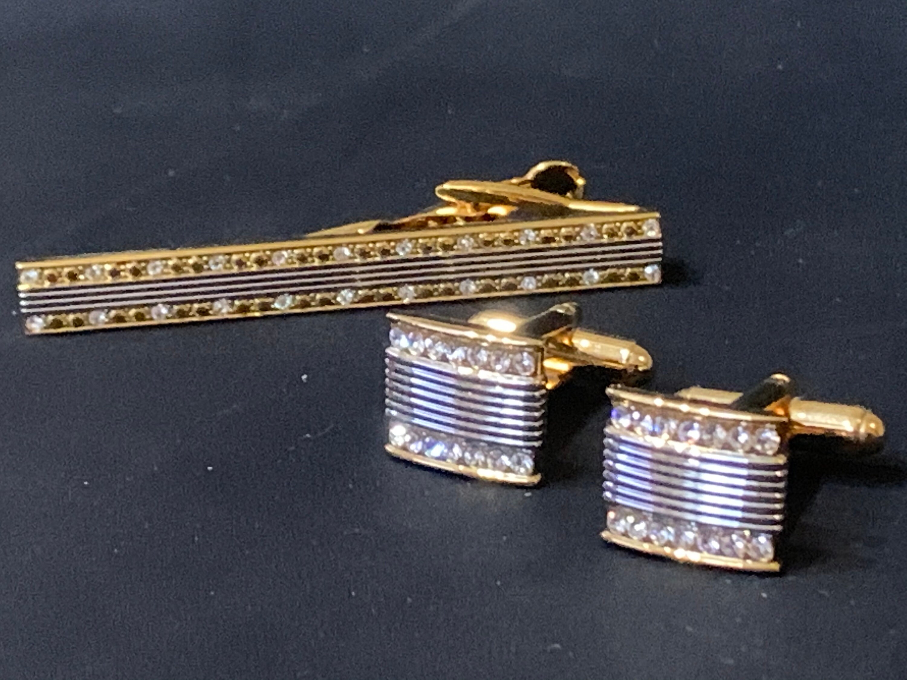 Vintage Gold Mens Cufflinks and Tie Clip Ceremonial Set of Etsy