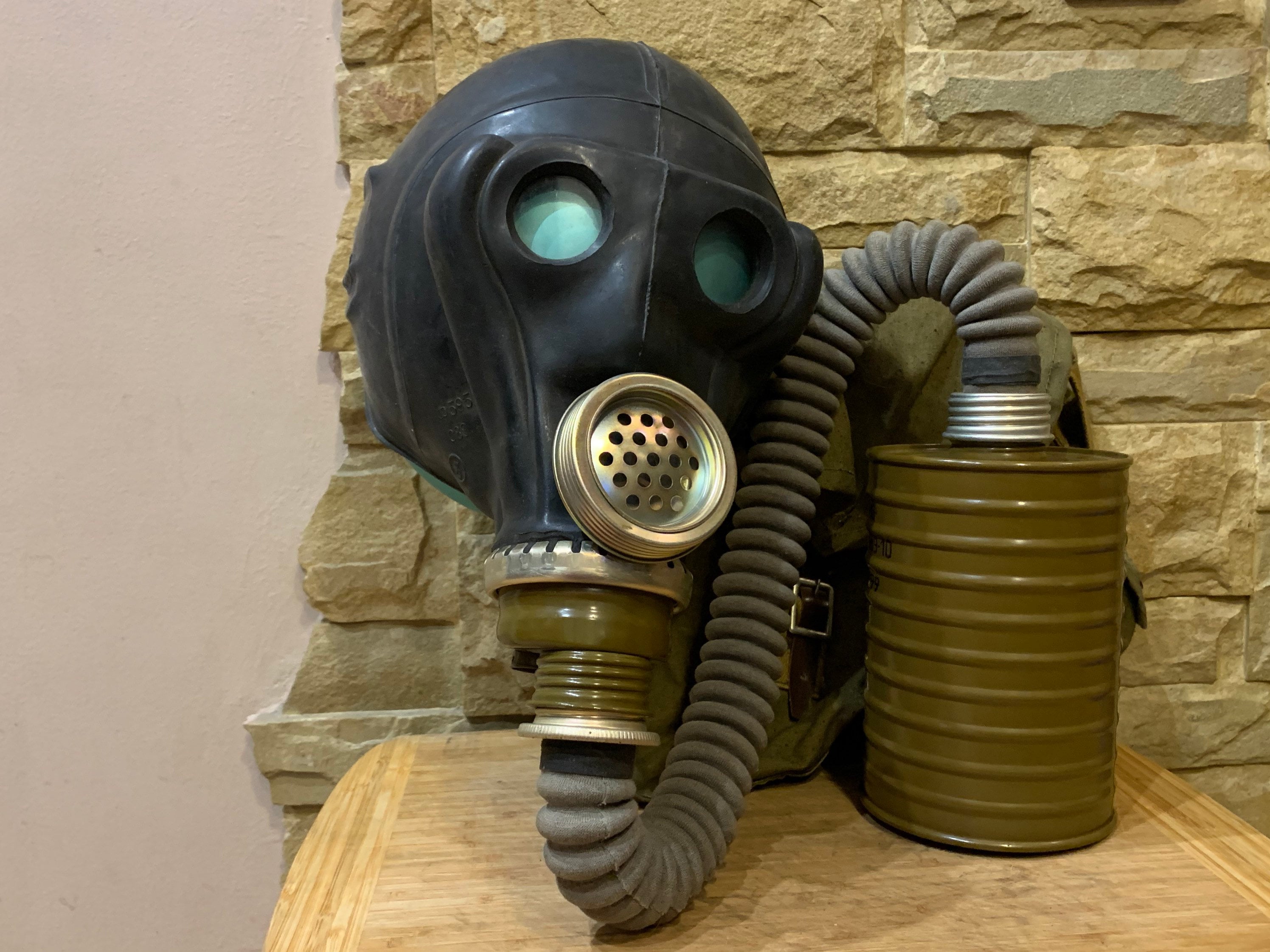 非常に珍しいソビエトShMS黒ガスマスク - ヴィンテージ冷戦軍用呼吸器