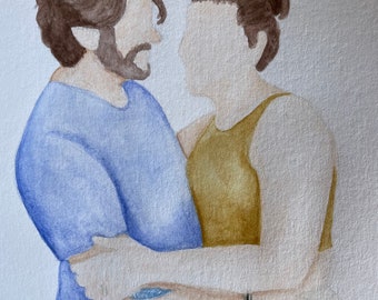 Simple Watercolor Portrait, custom 5x7 watercolor painting, Watercolor Portrait from Photo, Custom Wedding Favor Guest Portraits