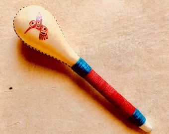 Deer Hide Rattle with Image