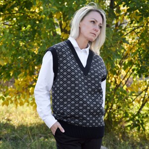 Gilet a maglia in bianco e nero fiera isola con motivi | Etsy Italia