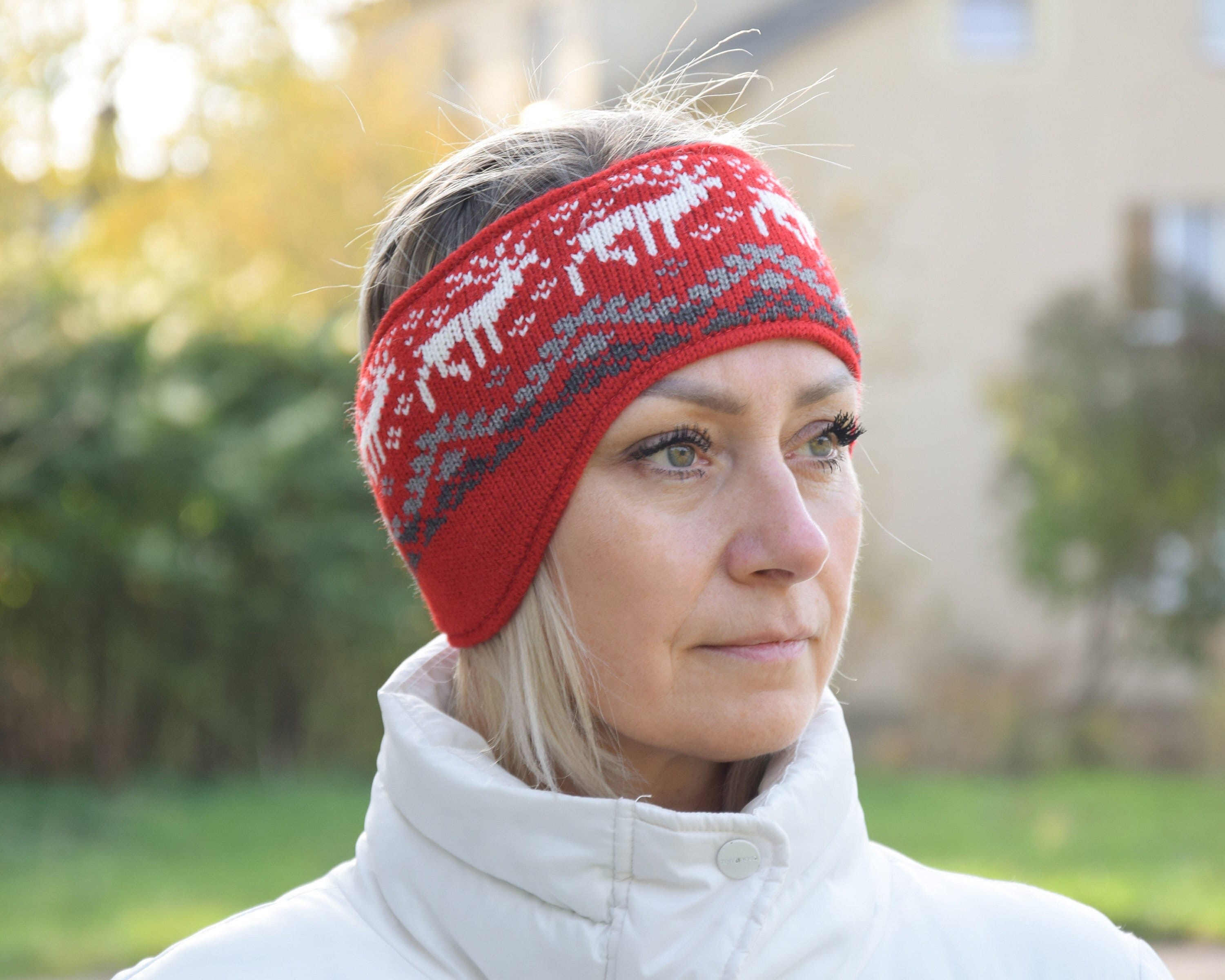 Norwegian Handknit Anne Jorunn Fair Isle Hat Beanie & Ear Headband Set New Bonnie Isle Hat Yarn Set in Jamieson & Smith by Linda  main image 3
