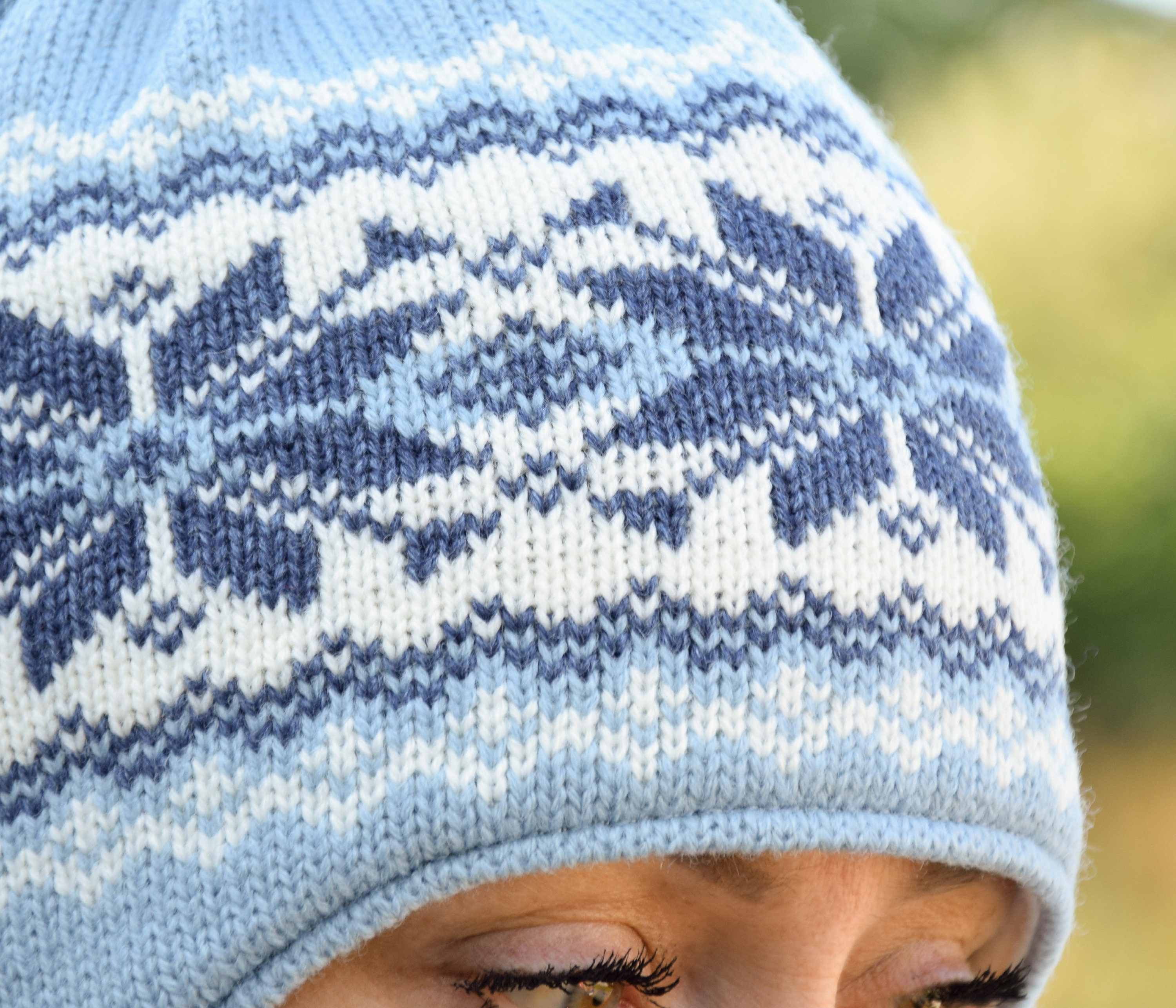 Blue Scandinavian Woolen Winter Hat With Blue Nordic  display picture 3