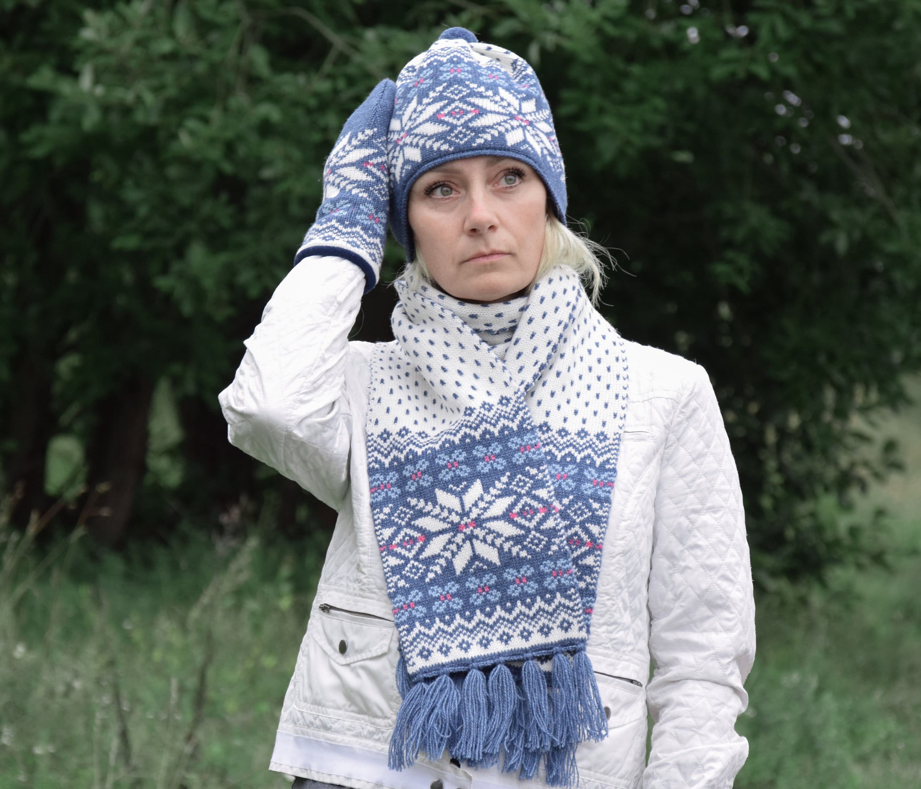 Product tweedehands Betekenisvol Dikke Scandinavische winter sjaal Blauw Nordic IJslandse - Etsy Nederland