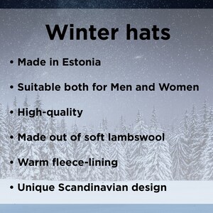 Black / Navy Beanie for Men and Women Knitted Nordic Woolen Hat with fair isle pattern Jacquard Beanie for skiing Casual winter hat image 9