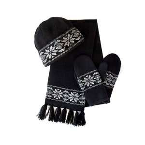 Black Woolen Scarf with Tassels Thick Knitted Scandinavian Scarf with Nordic Icelandic Fair isle Traditional jacquard for Men and Women image 8