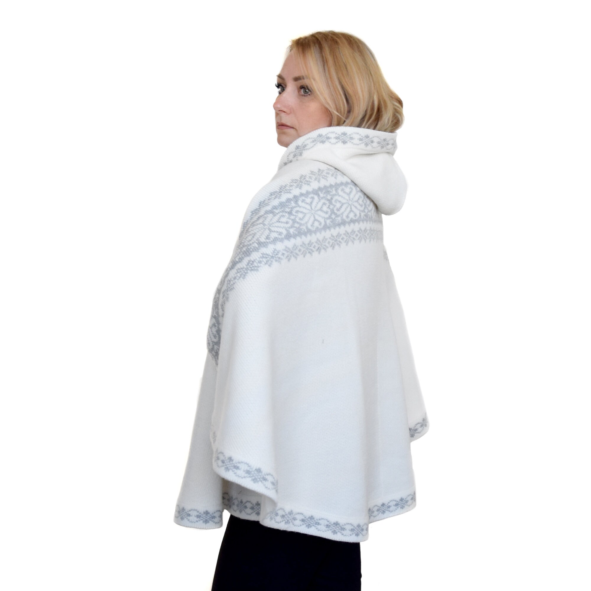 Poncho Foulard à Motif Sombre Pour Femme – Réversible, 141x85 Cm, Polyvalent, Cape Chal Confortable - 14