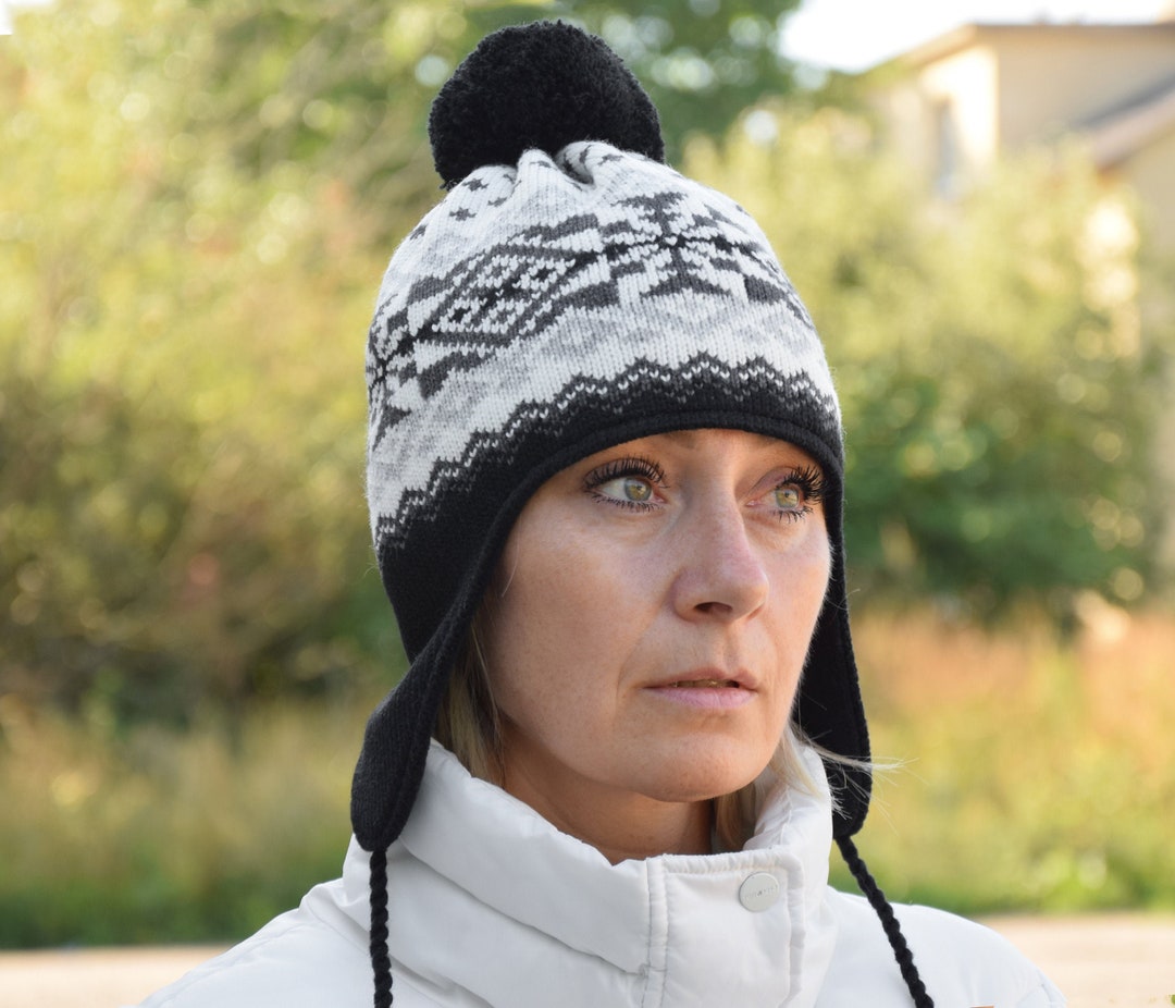 Knitted Scandinavian Woolen Winter Hat With Nordic Fair Isle