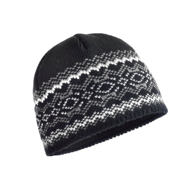 Black / Navy Beanie for Men and Women Knitted Nordic Woolen Hat with fair isle pattern Jacquard Beanie for skiing Casual winter hat image 6