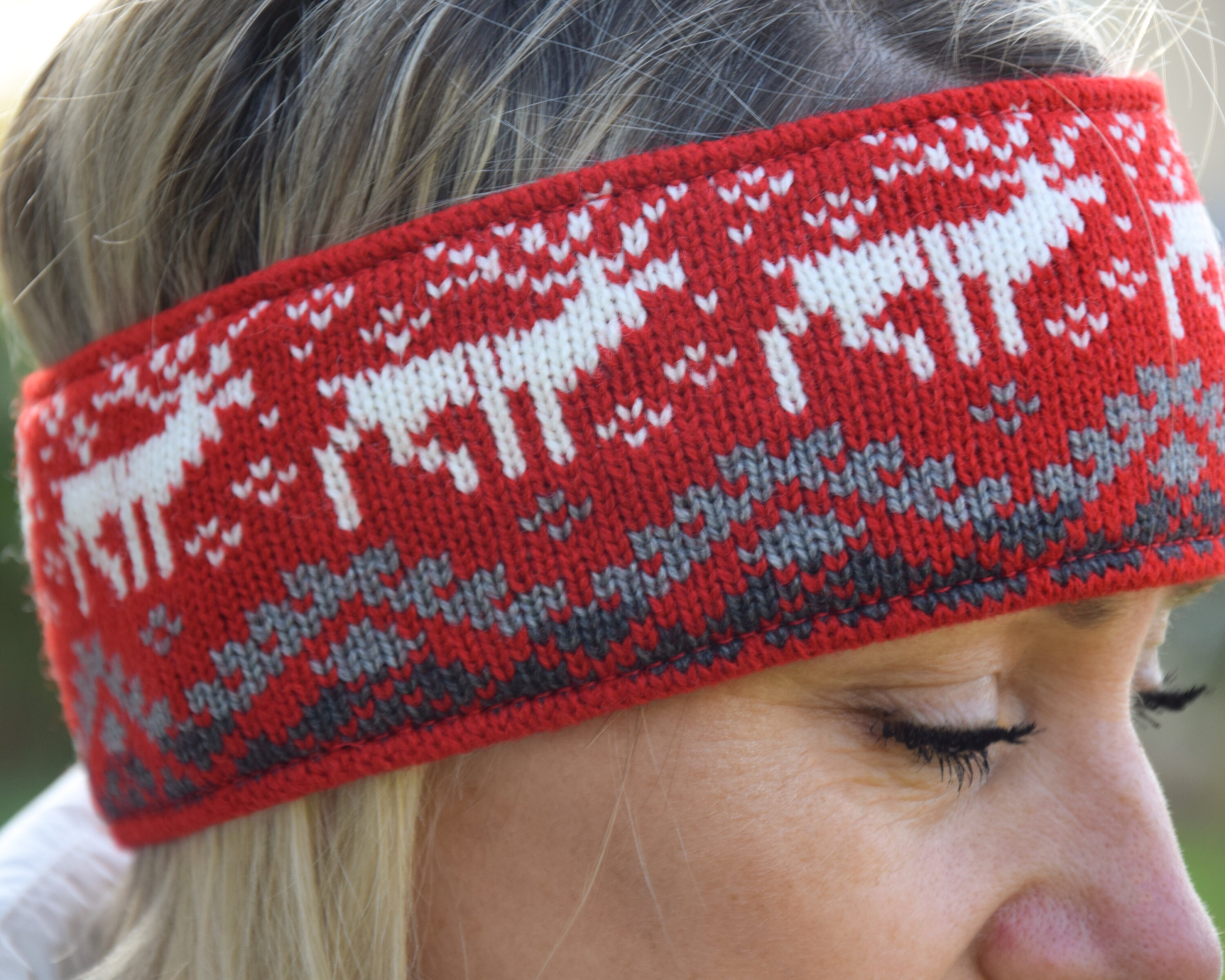 Nordic Wool Headband: Fair Isle Icelandic Reindeer Ear  display picture 2