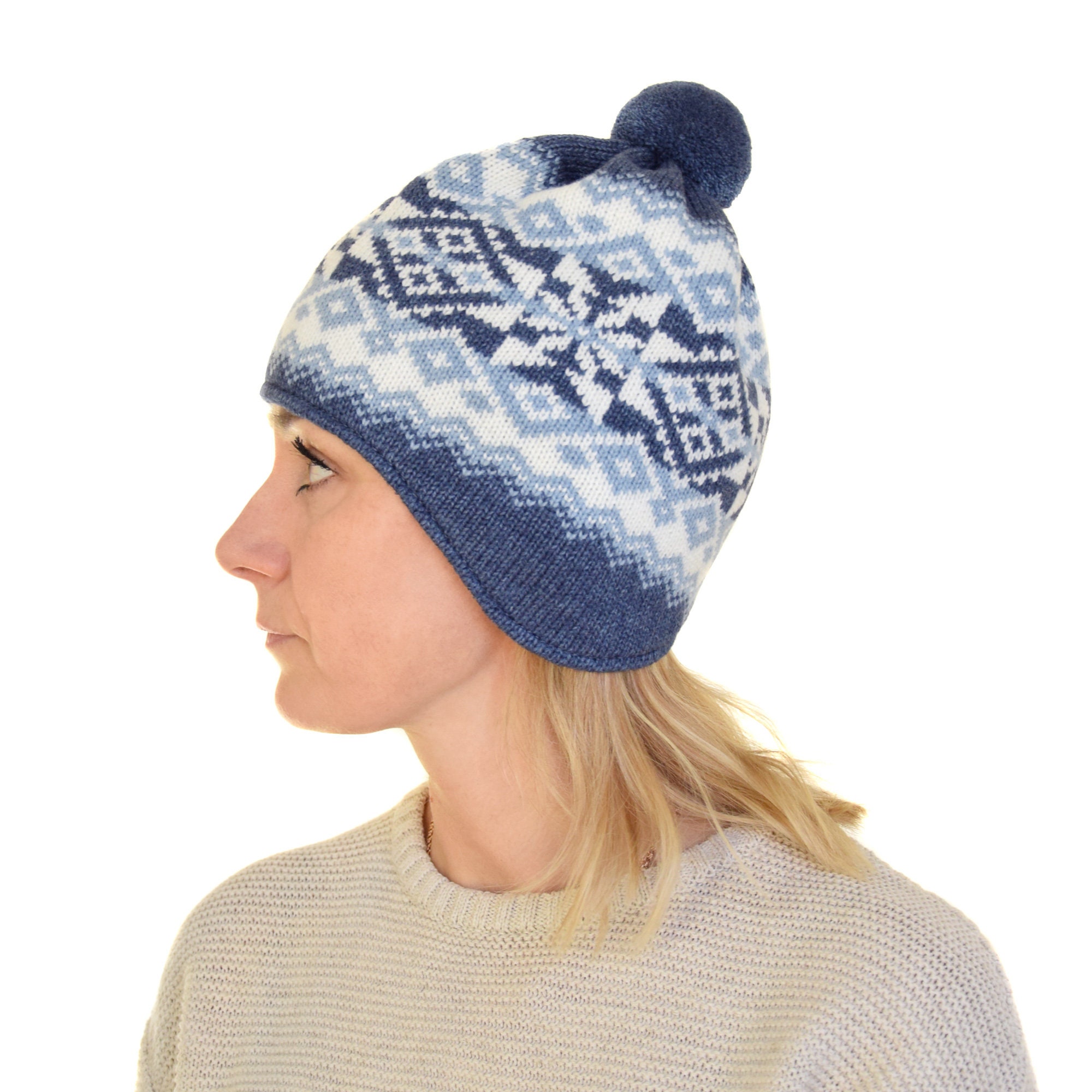 Traditional Scandinavian Woolen Winter Hat With Nordic Fair 